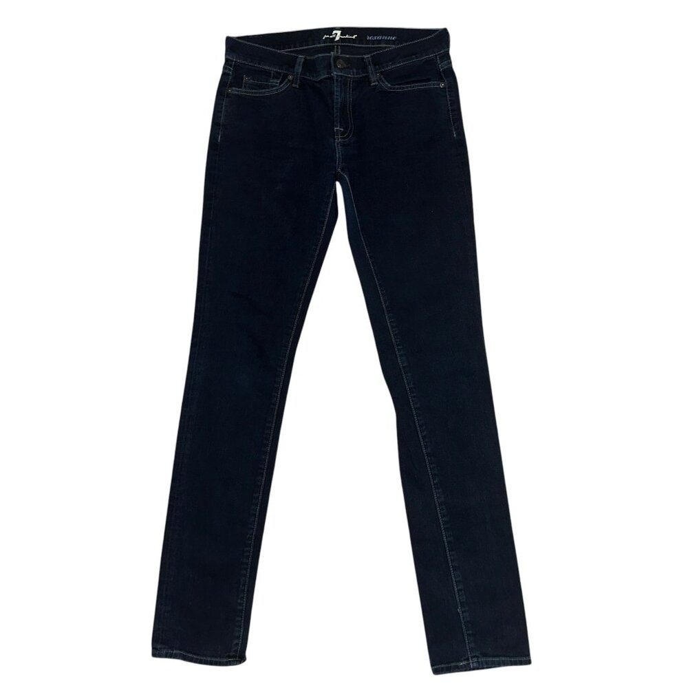 7 For All Mankind 7FAM Roxanne Womens Jeans 28 33 Straight Leg Dark Embellished - Picture 2 of 8